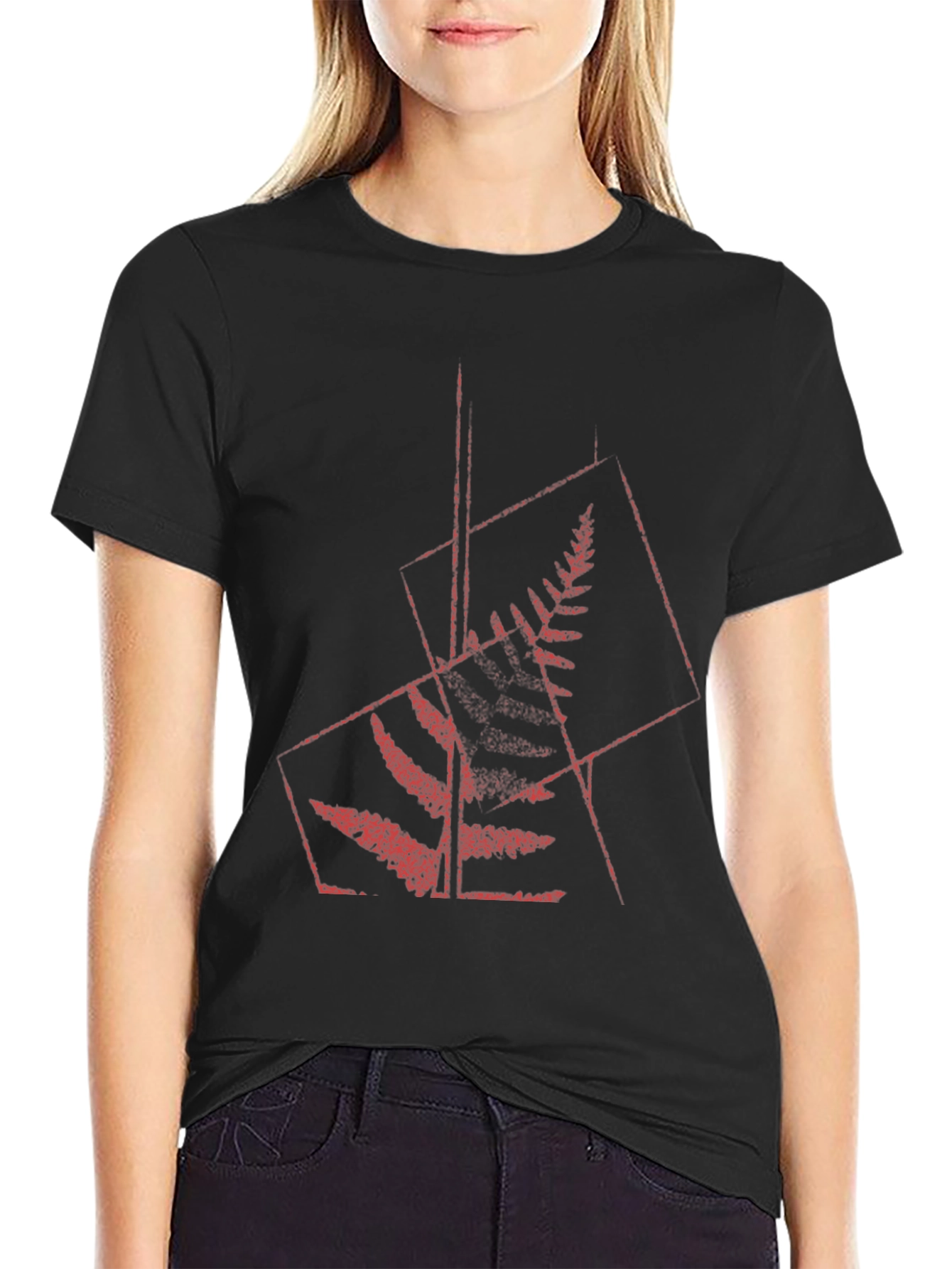 Geometric Fern Graphic Tee - Modern Style