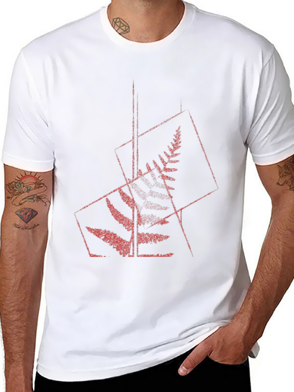 Geometric Fern Graphic Tee - Modern Style