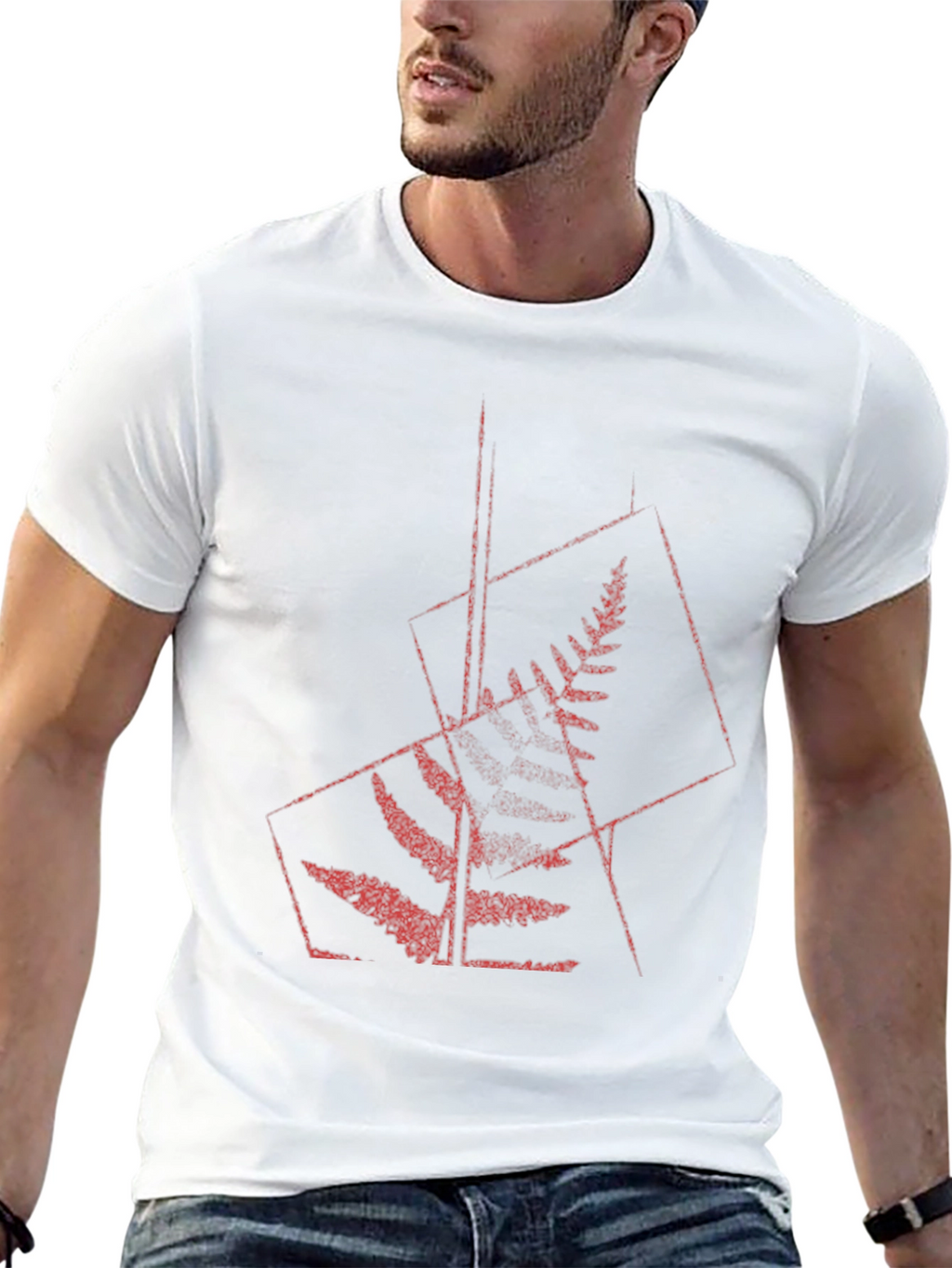 Geometric Fern Graphic Tee - Modern Style