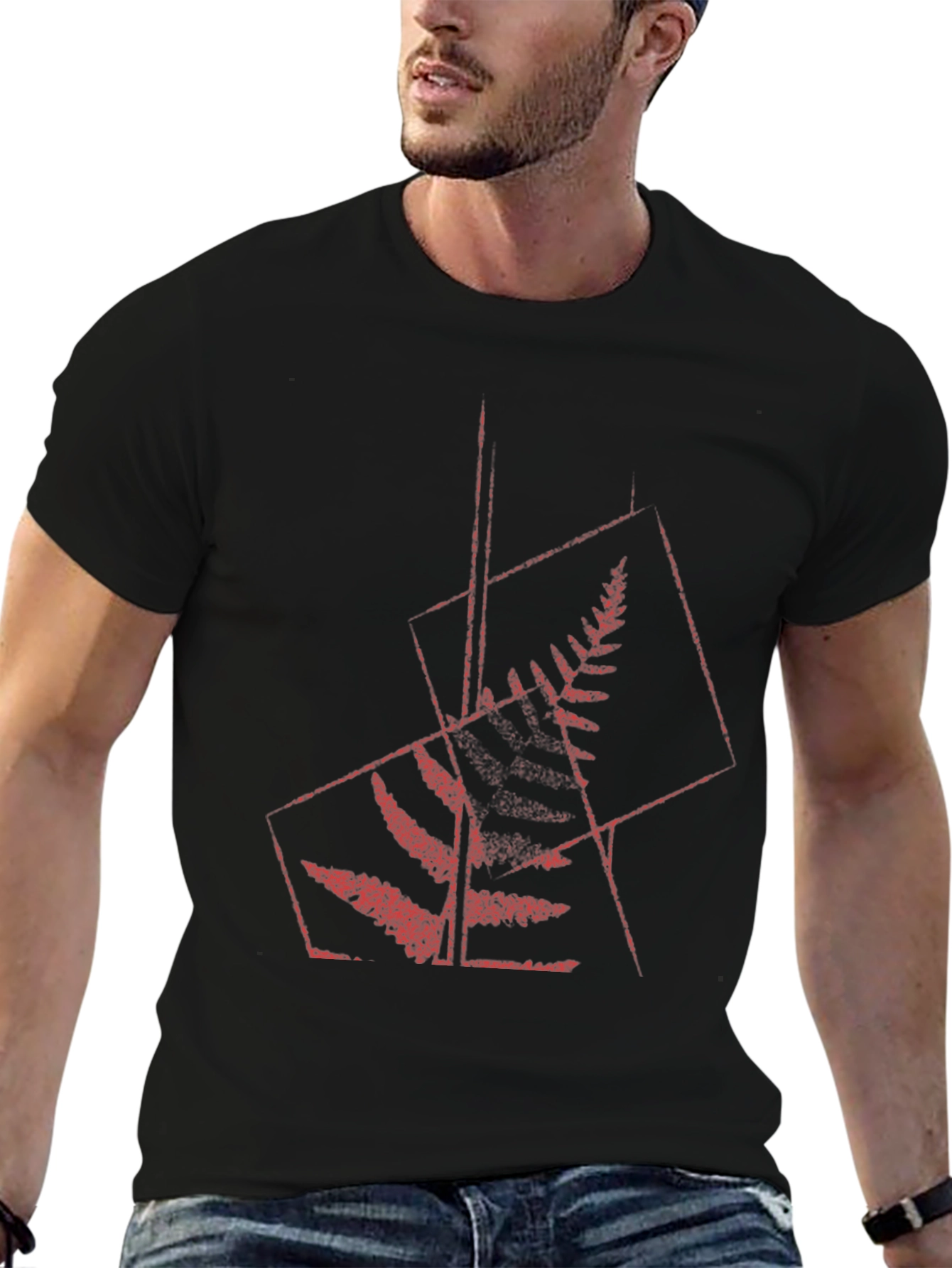Geometric Fern Graphic Tee - Modern Style