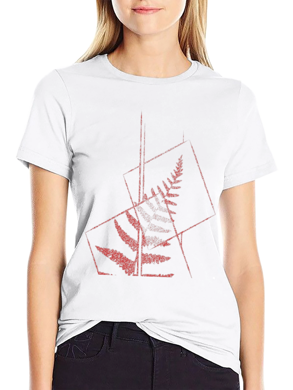 Geometric Fern Graphic Tee - Modern Style