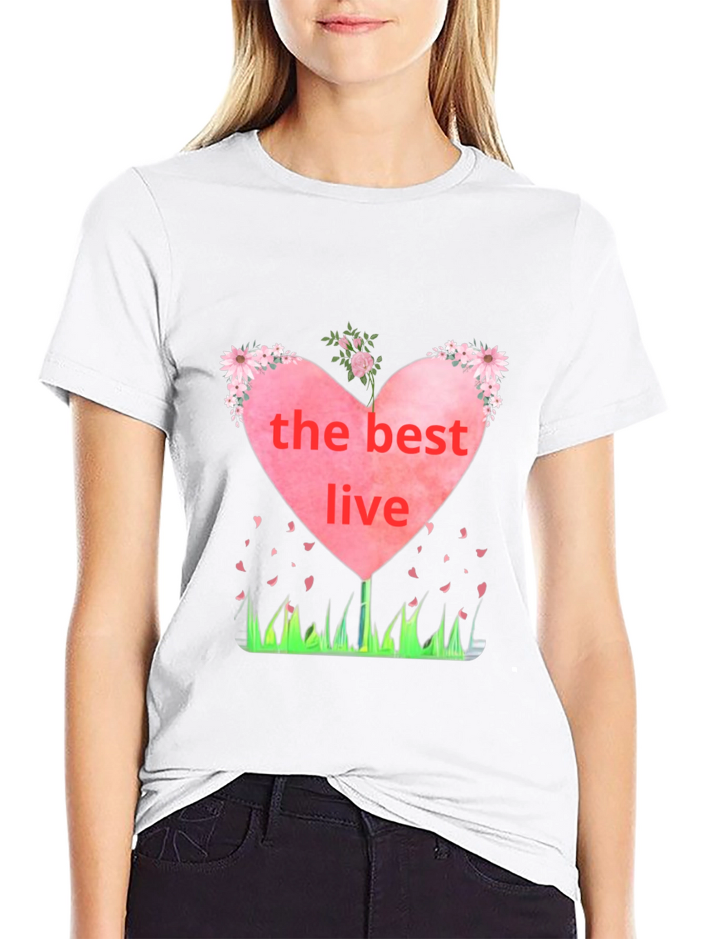 The Best Live Heart Graphic Black T-Shirt
