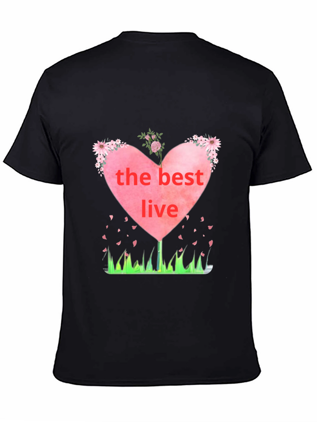 The Best Live Heart Graphic Black T-Shirt