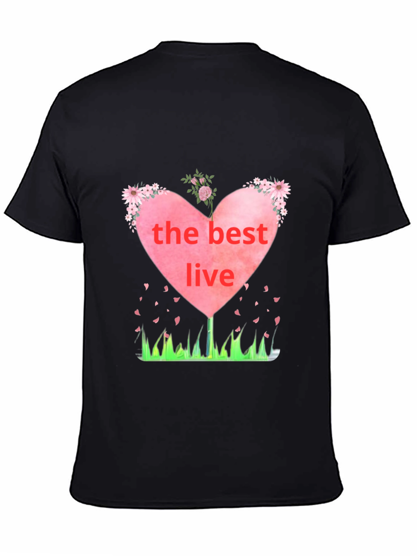 The Best Live Heart Graphic Black T-Shirt