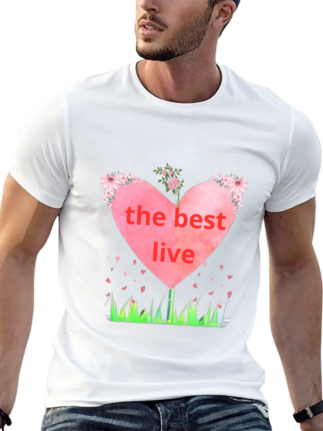 The Best Live Heart Graphic Black T-Shirt