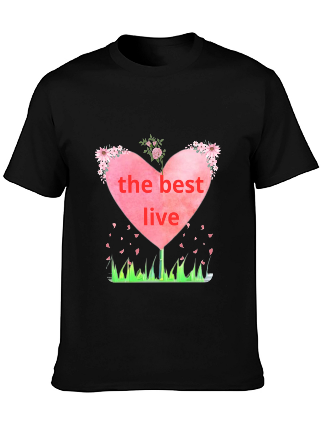The Best Live Heart Graphic Black T-Shirt