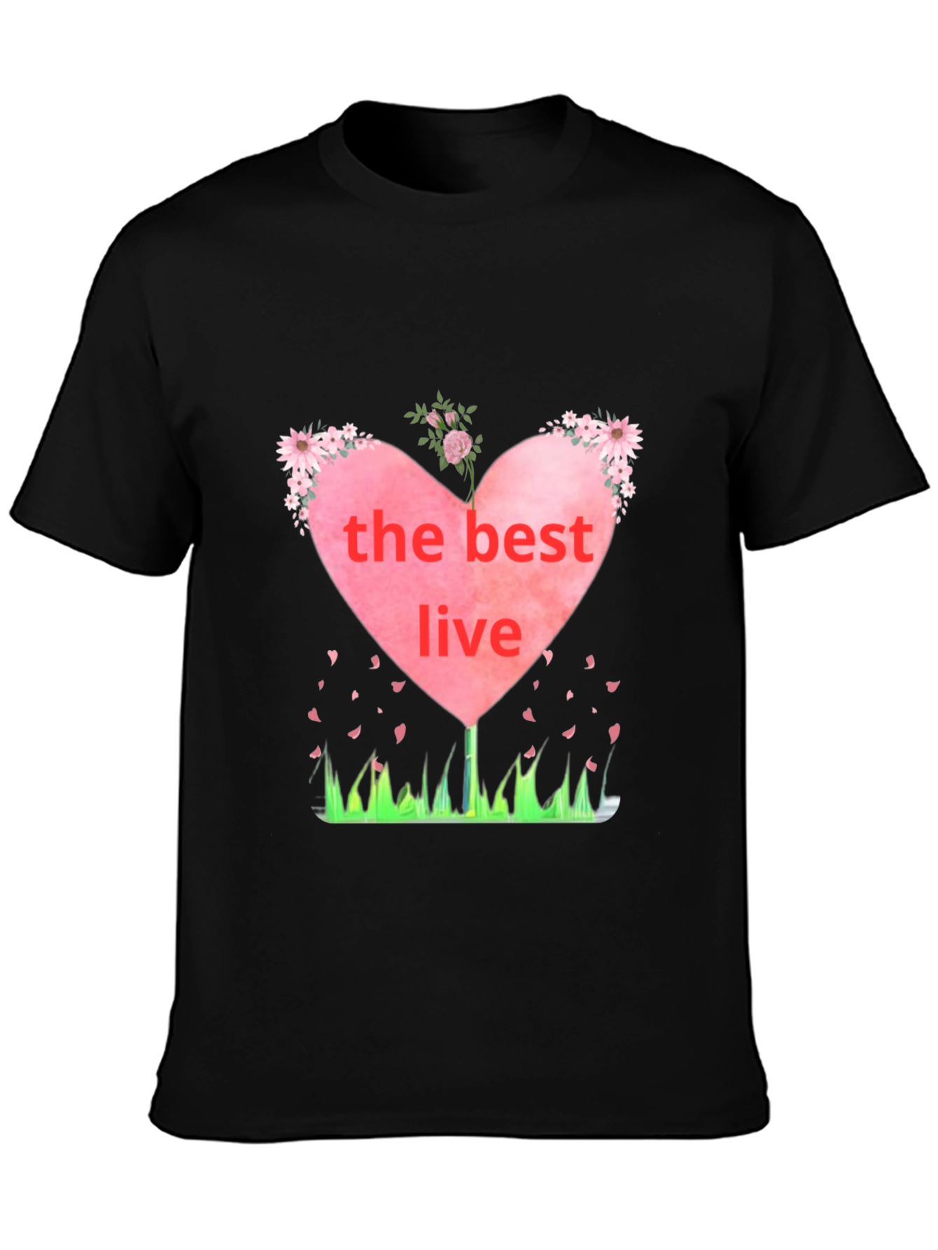 The Best Live Heart Graphic Black T-Shirt
