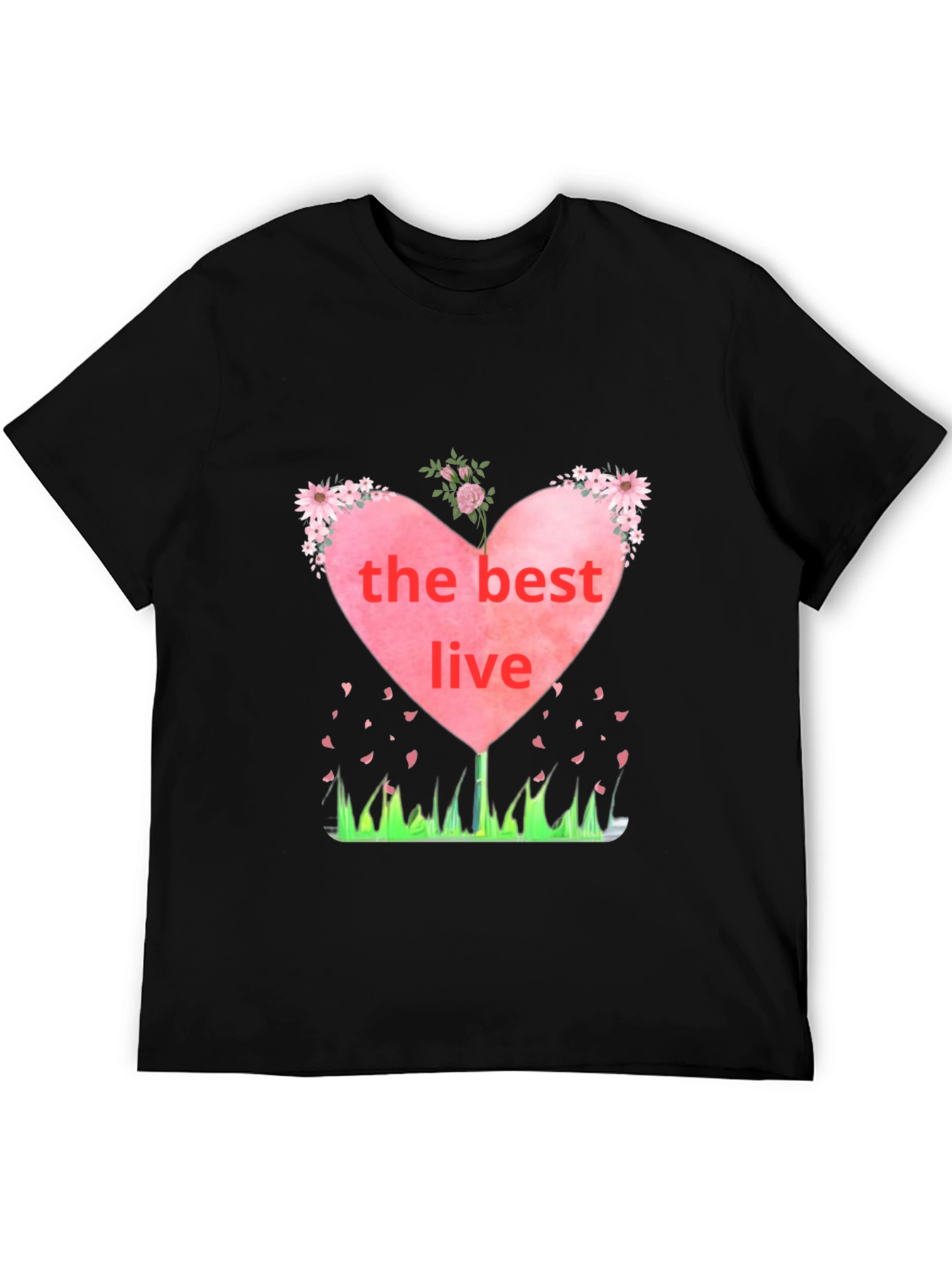 The Best Live Heart Graphic Black T-Shirt