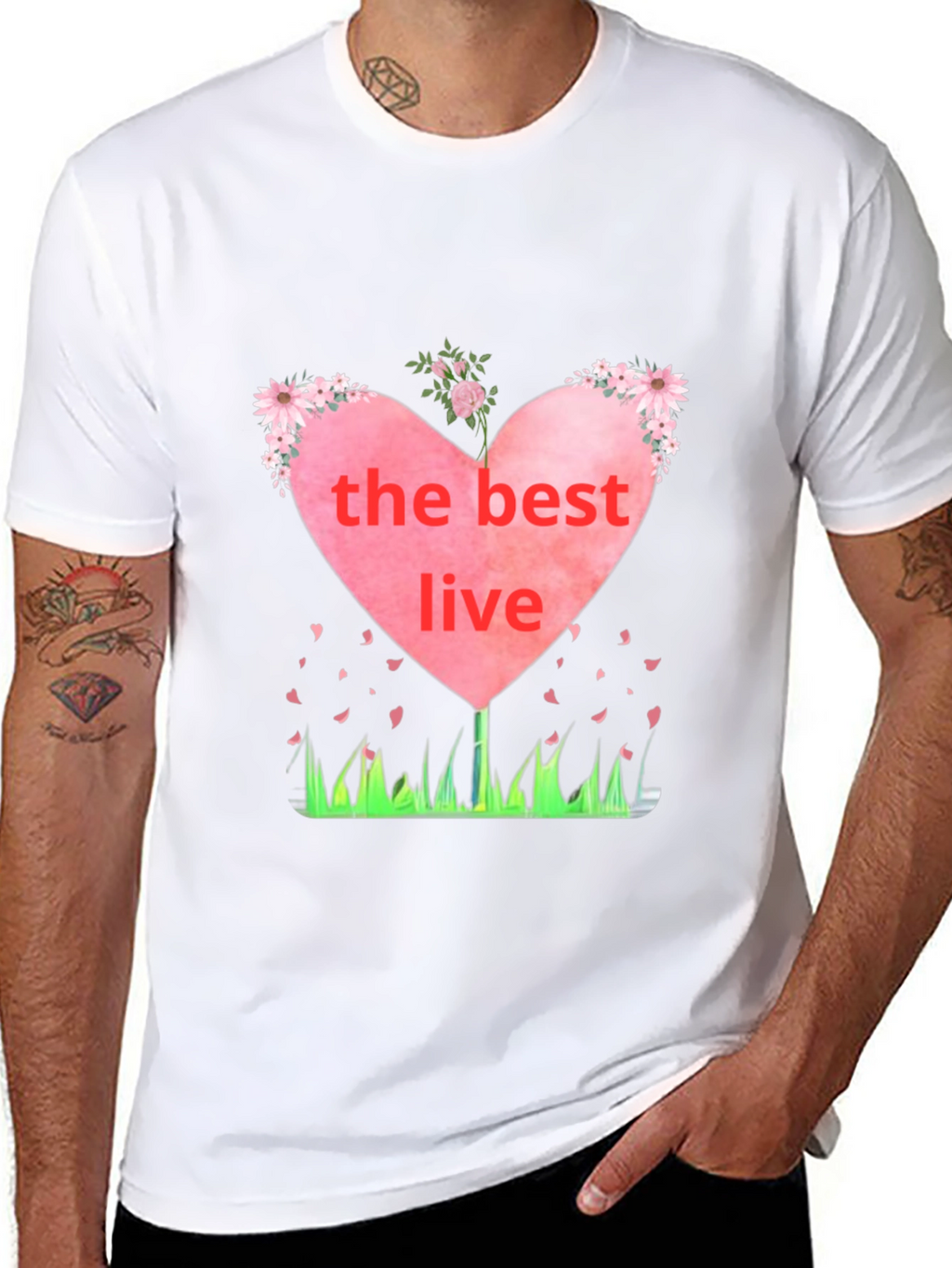 The Best Live Heart Graphic Black T-Shirt
