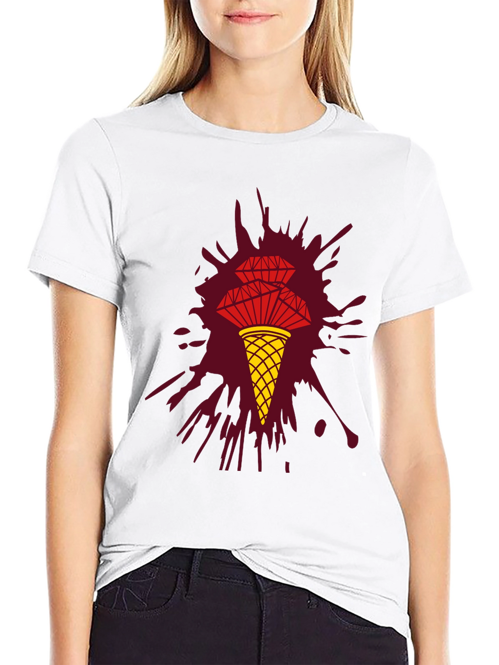 Unique Graphic Tee - Diamond Ice Cream Cone Design