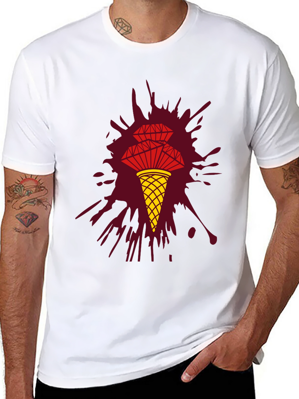Unique Graphic Tee - Diamond Ice Cream Cone Design