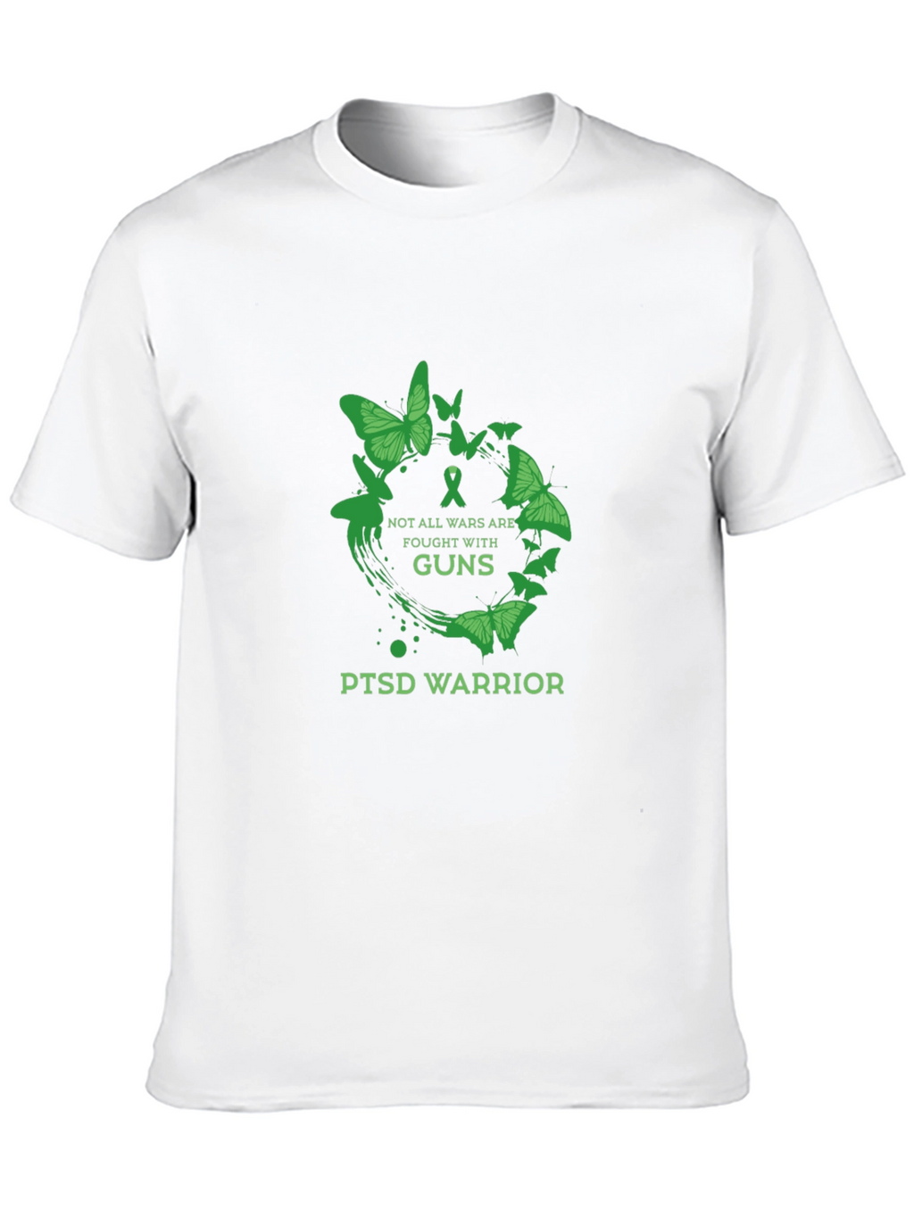 PTSD Warrior T-Shirt - Green Butterfly Design