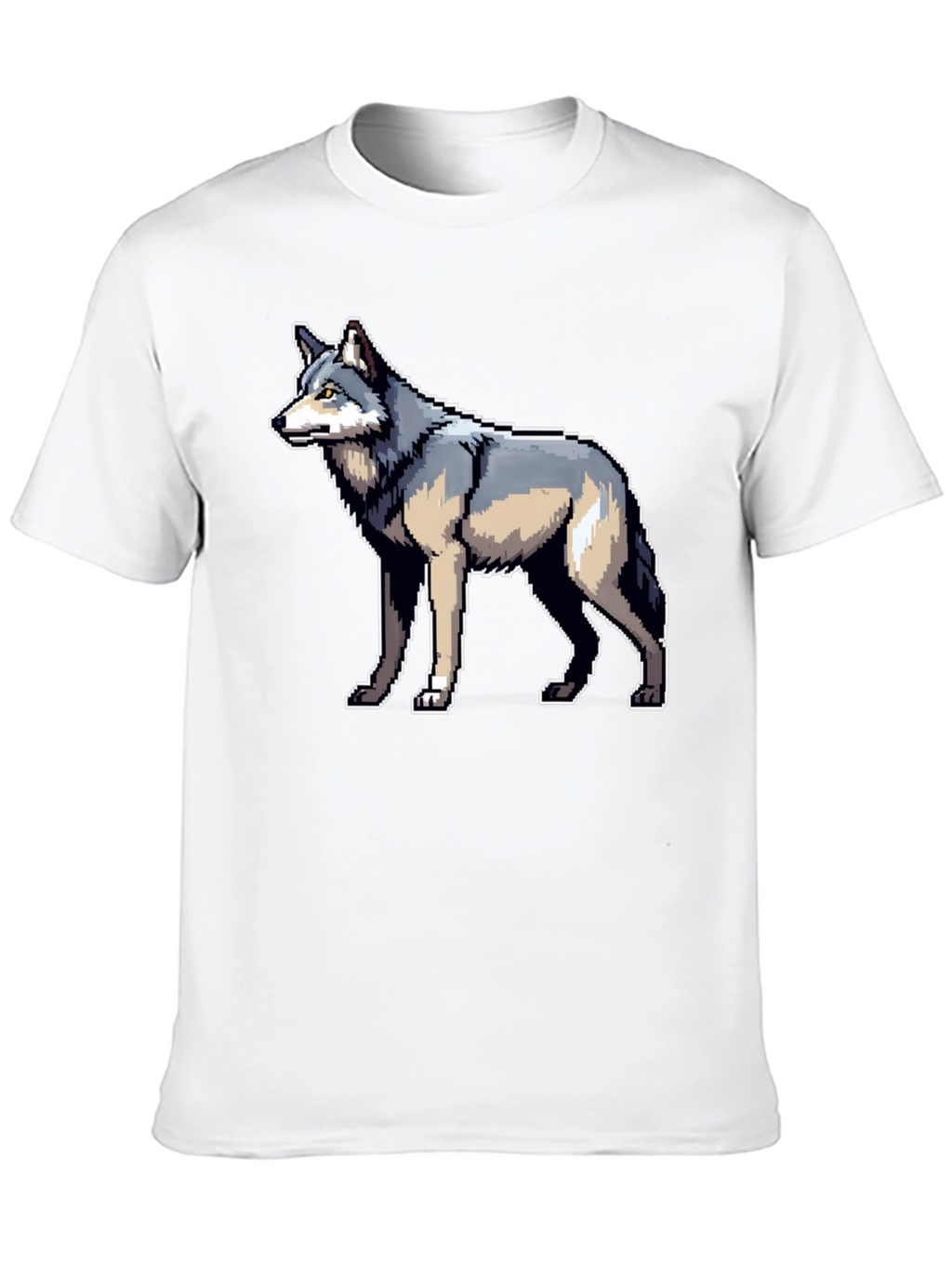 Pixel Wolf Graphic Black T-Shirt