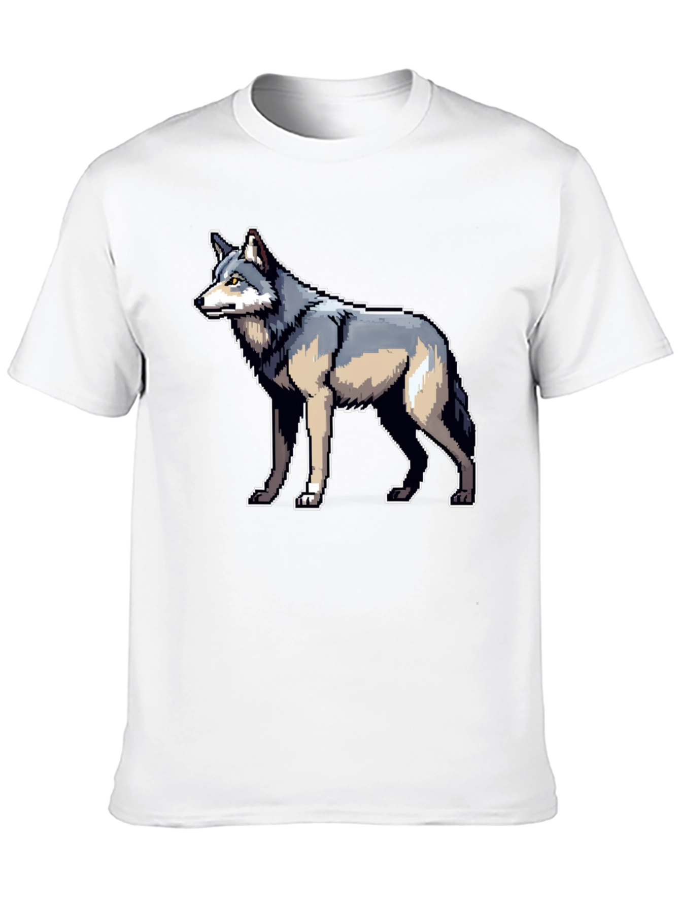 Pixel Wolf Graphic Black T-Shirt