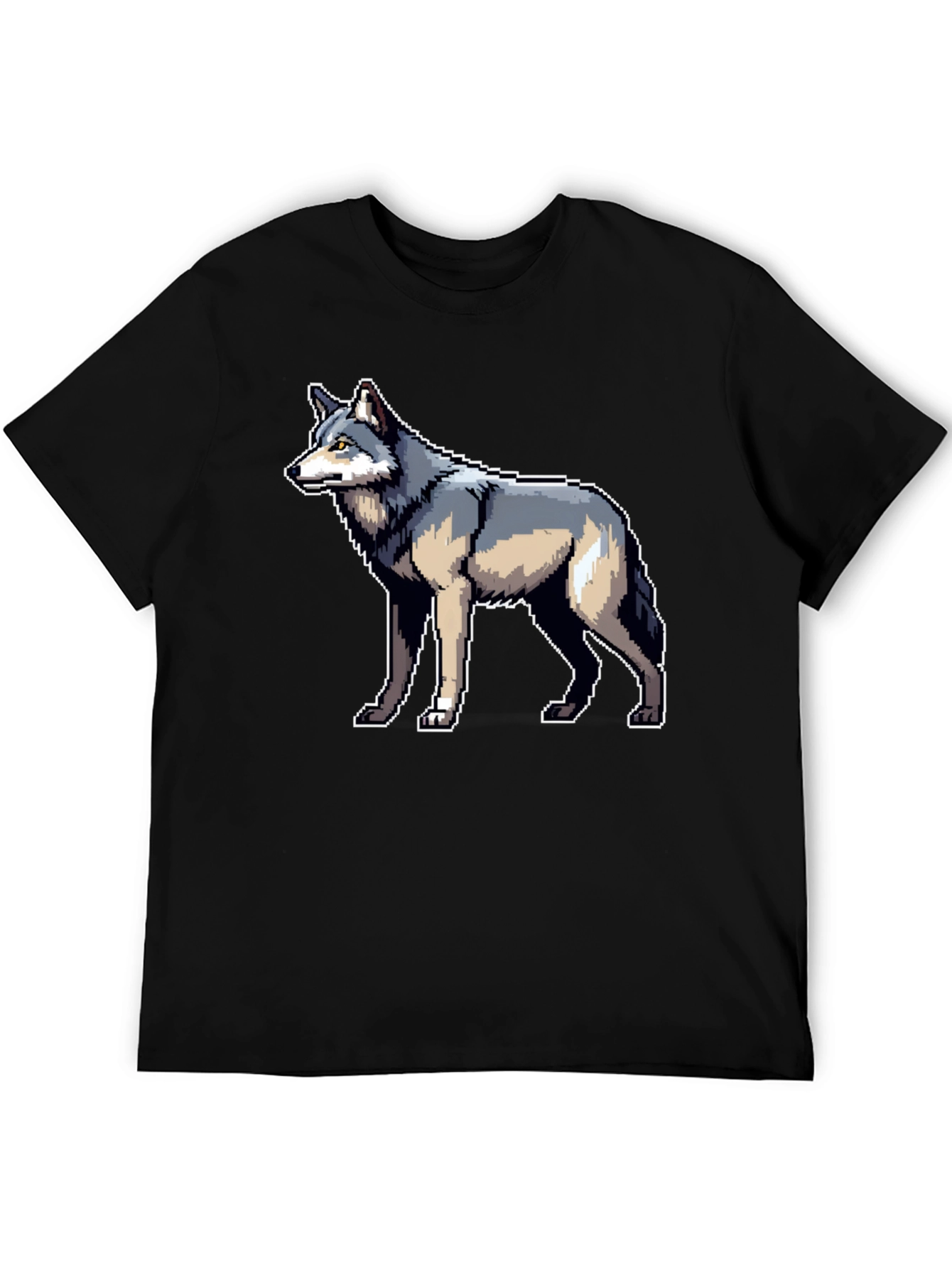 Pixel Wolf Graphic Black T-Shirt