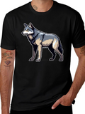 Pixel Wolf Graphic Black T-Shirt