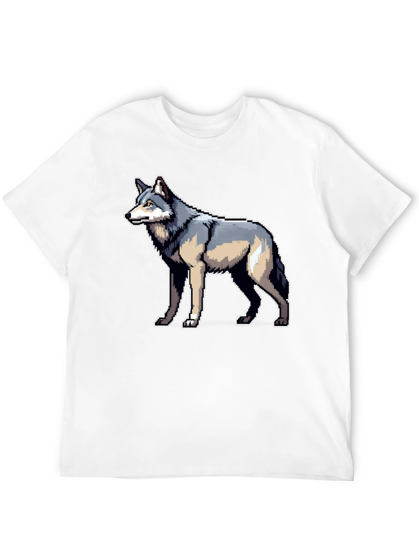 Pixel Wolf Graphic Black T-Shirt