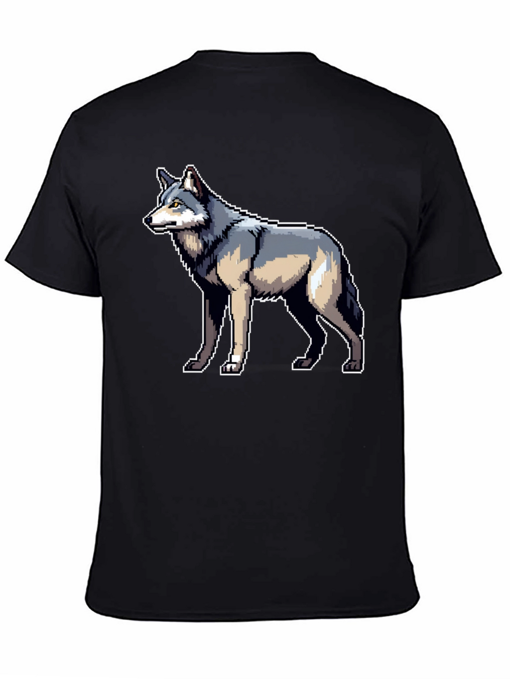 Pixel Wolf Graphic Black T-Shirt