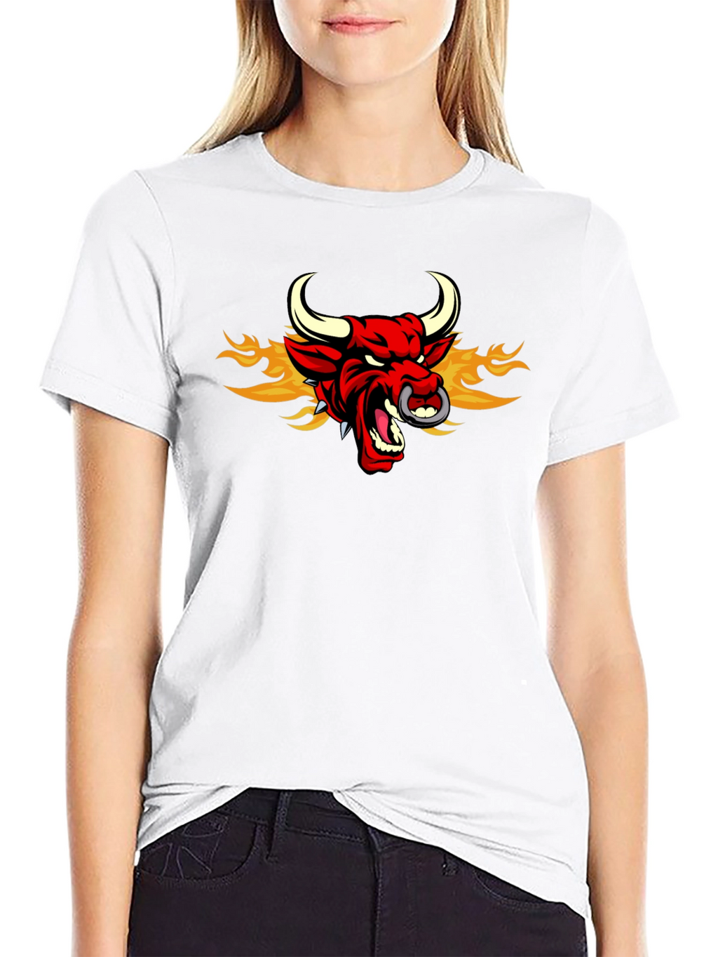 Fiery Bull Graphic Tee - Mens Black T-Shirt