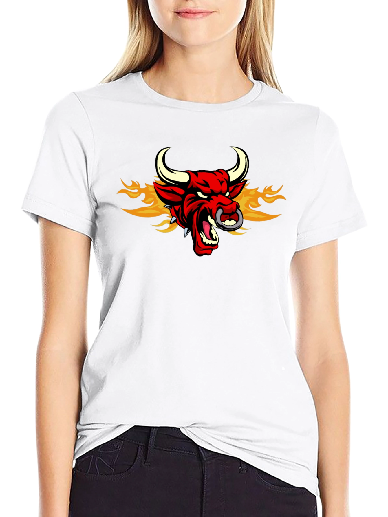 Fiery Bull Graphic Tee - Mens Black T-Shirt