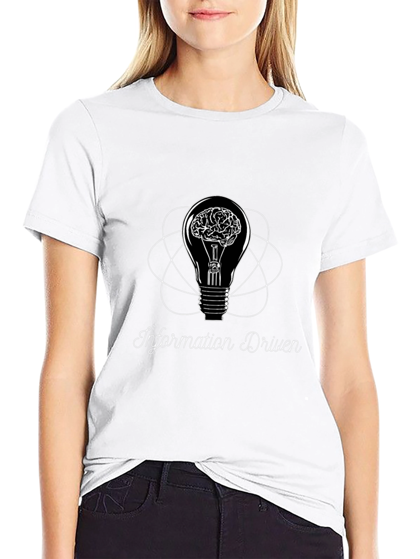 Information Driven Brain Light Bulb Graphic Tee