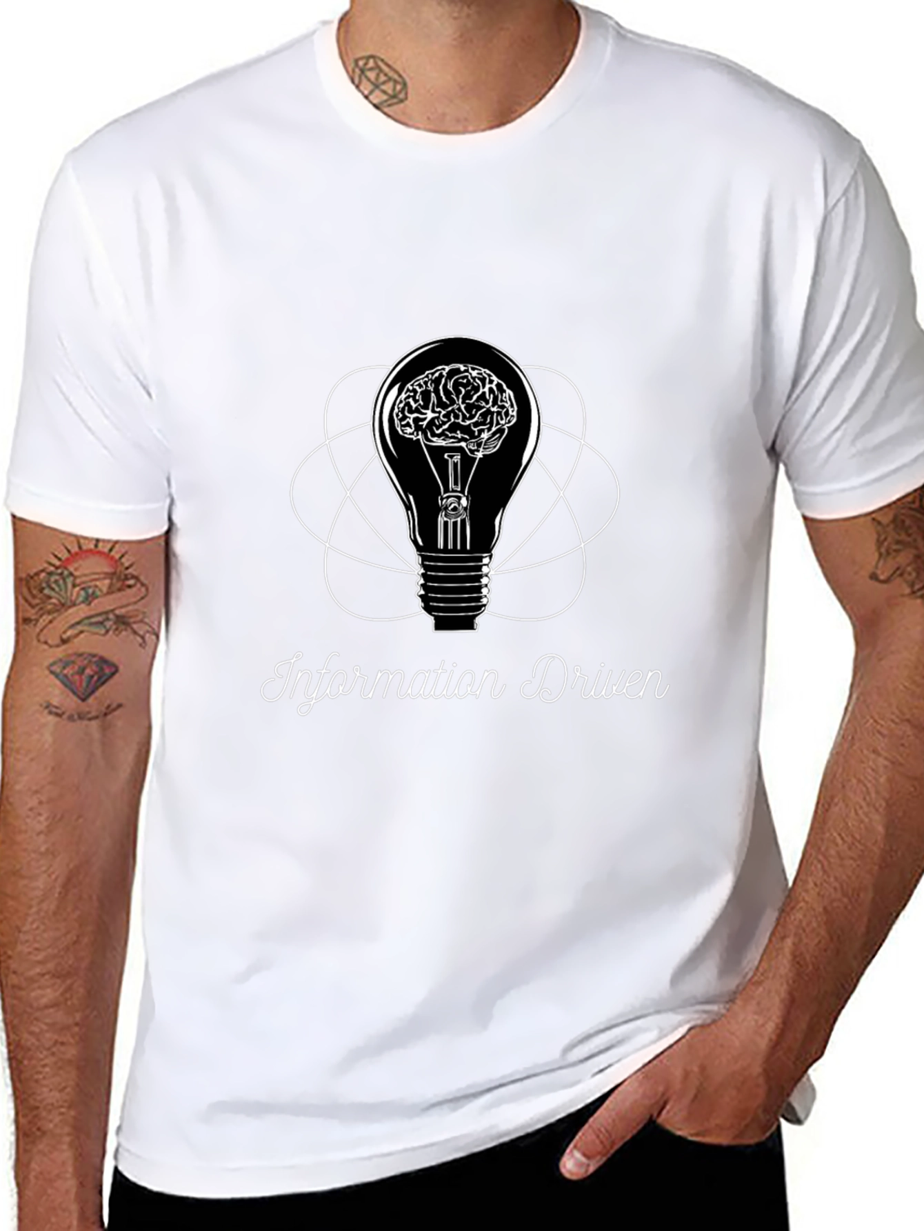Information Driven Brain Light Bulb Graphic Tee