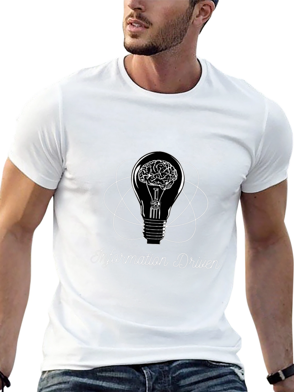 Information Driven Brain Light Bulb Graphic Tee