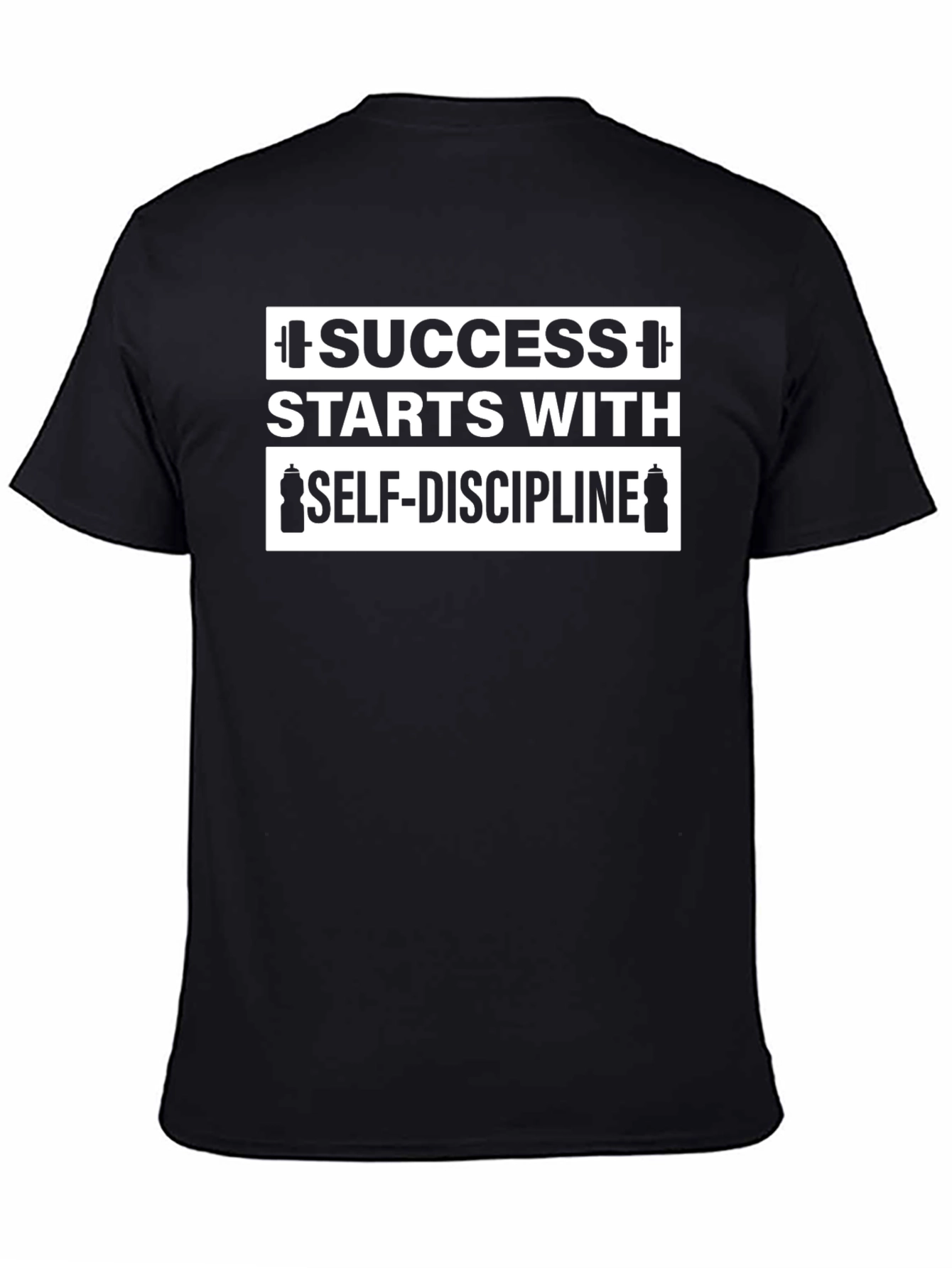 Success Starts With Self-Discipline Black Graphic T-Shirt