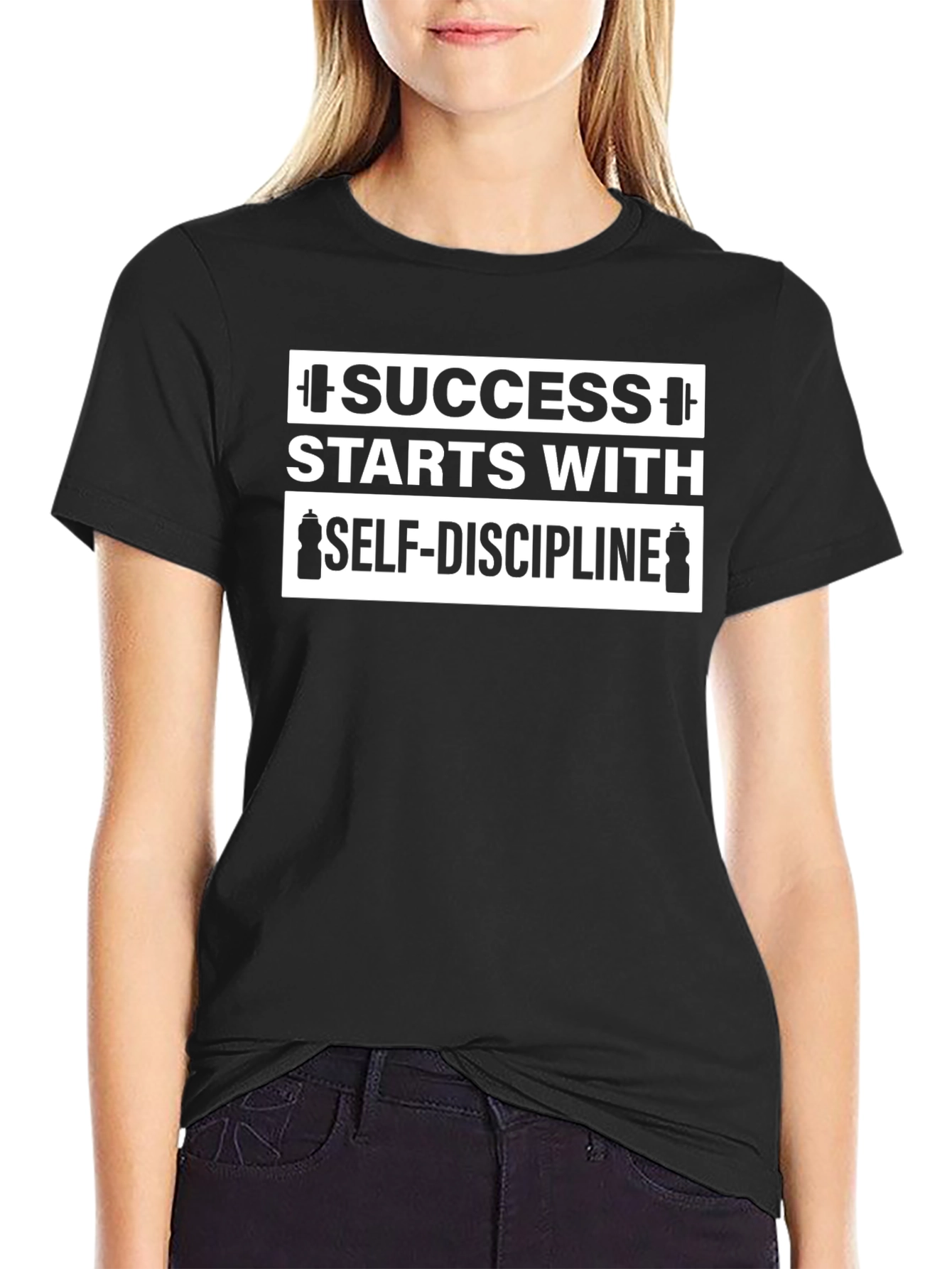 Success Starts With Self-Discipline Black Graphic T-Shirt