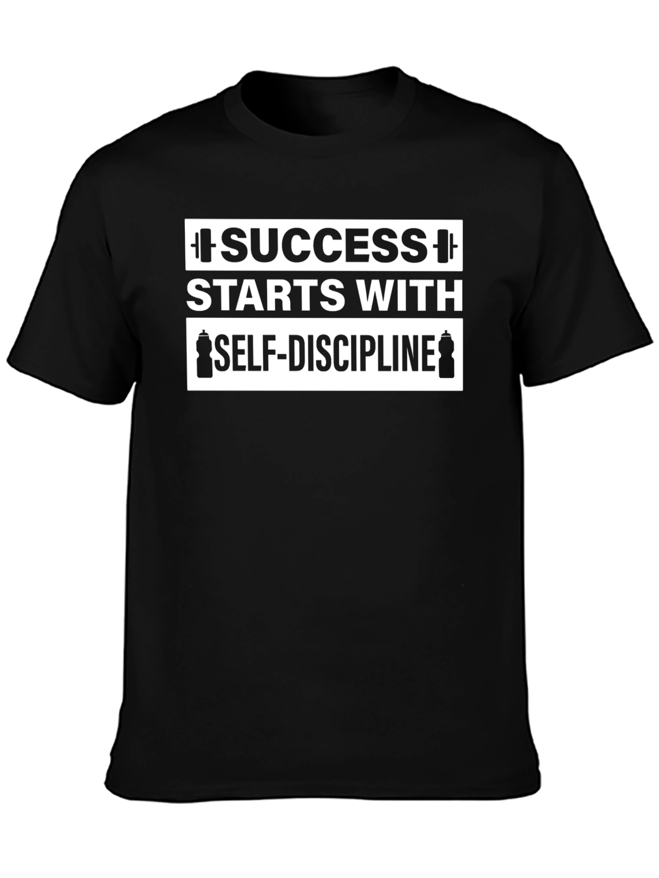 Success Starts With Self-Discipline Black Graphic T-Shirt