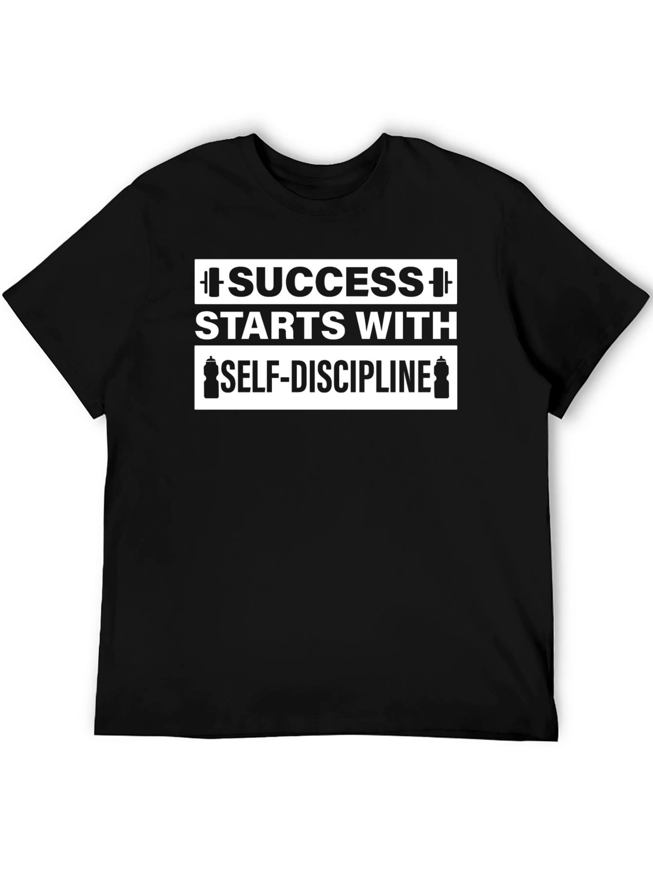 Success Starts With Self-Discipline Black Graphic T-Shirt