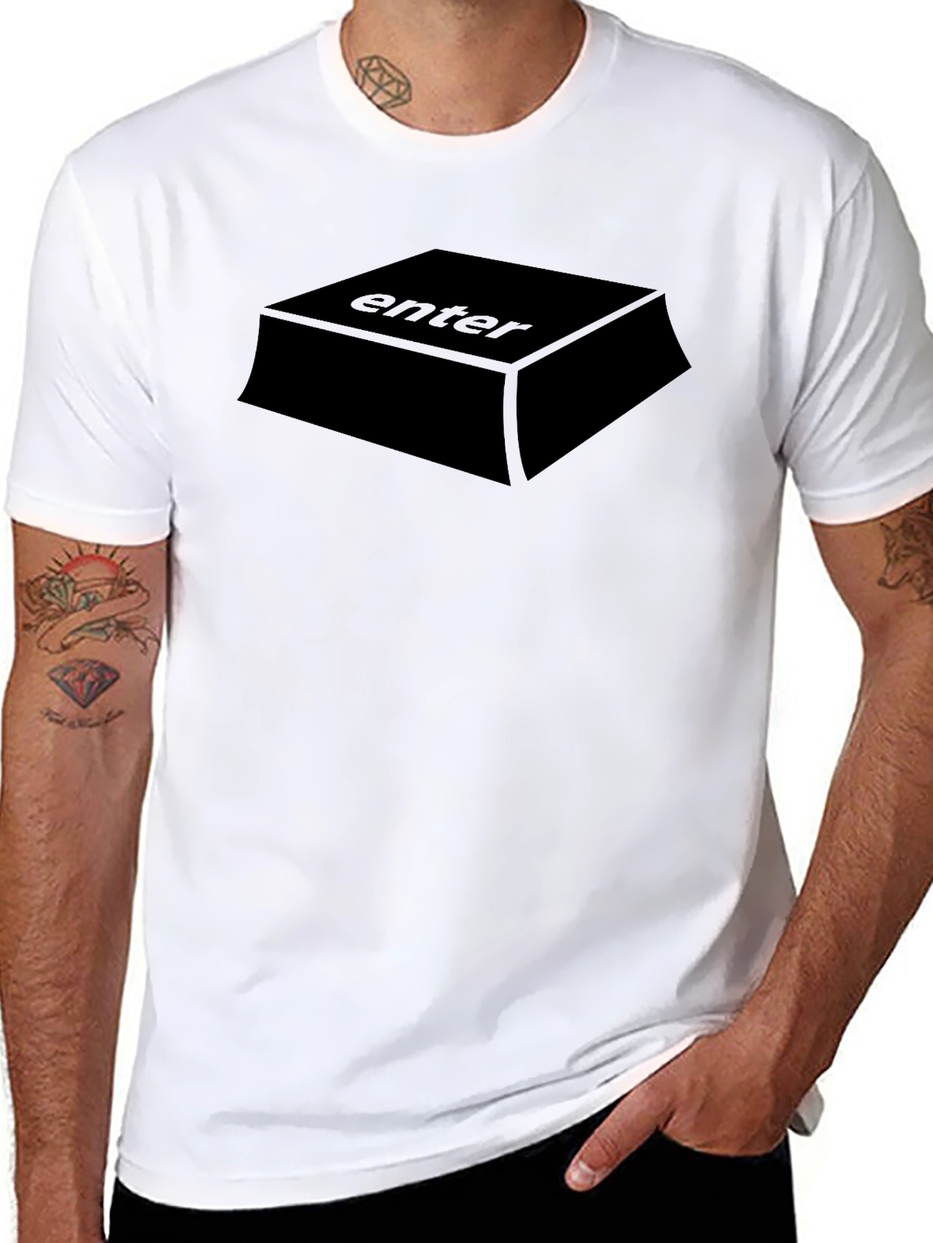 Enter Key Graphic Tee - Black Casual T-Shirt