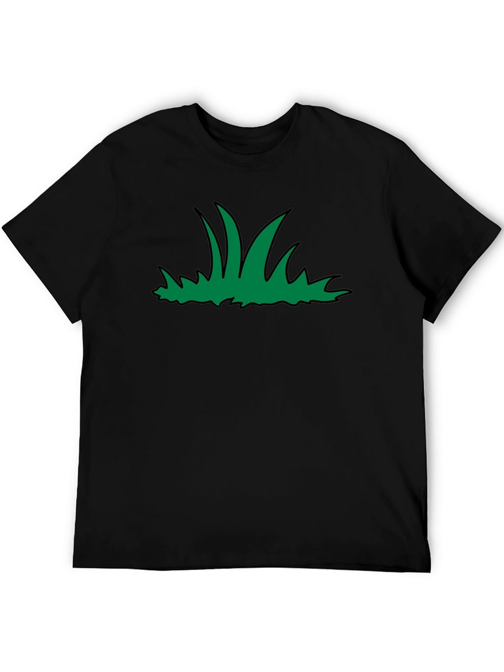 Green Grass Graphic Print Black T-Shirt