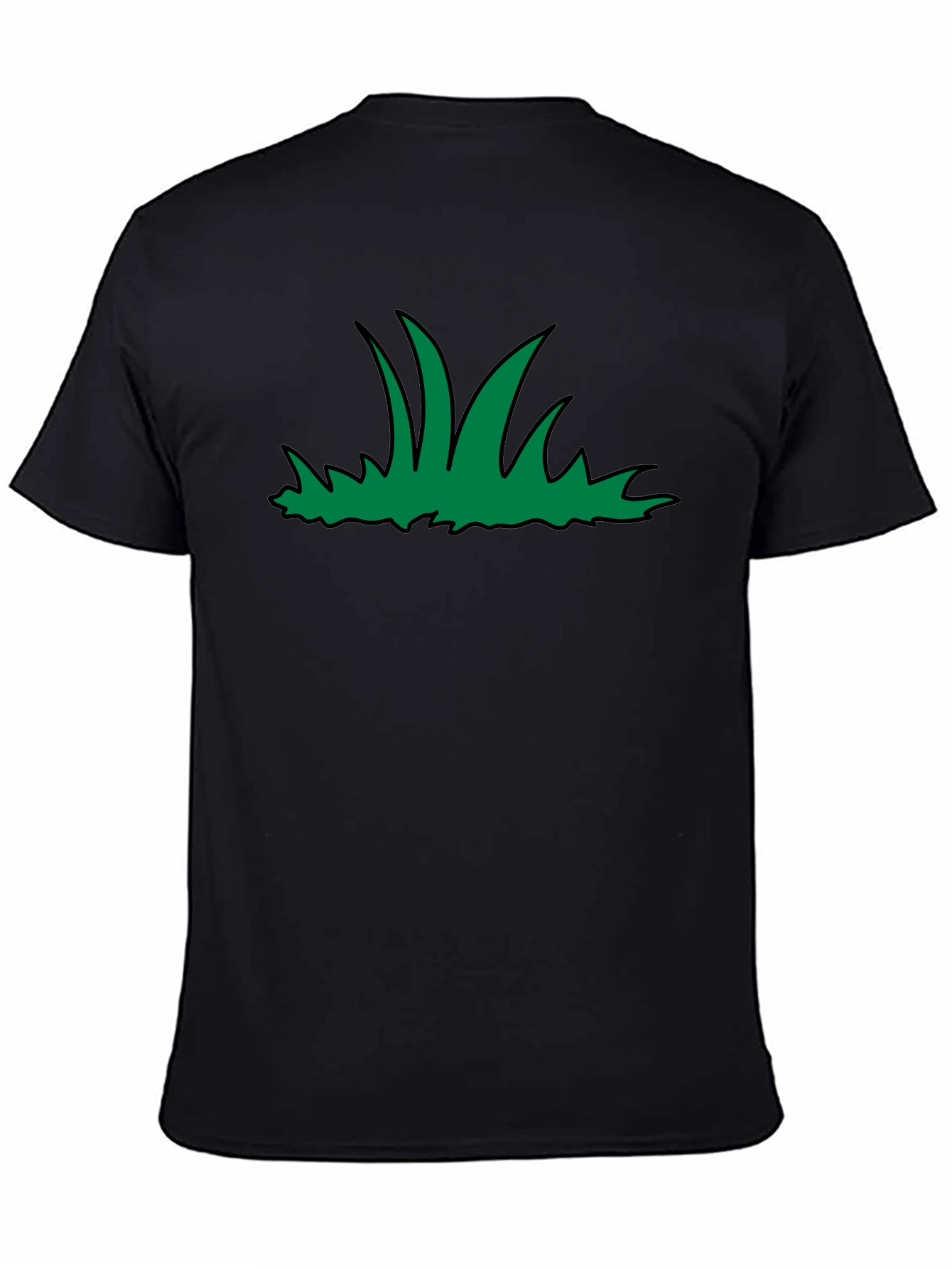 Green Grass Graphic Print Black T-Shirt