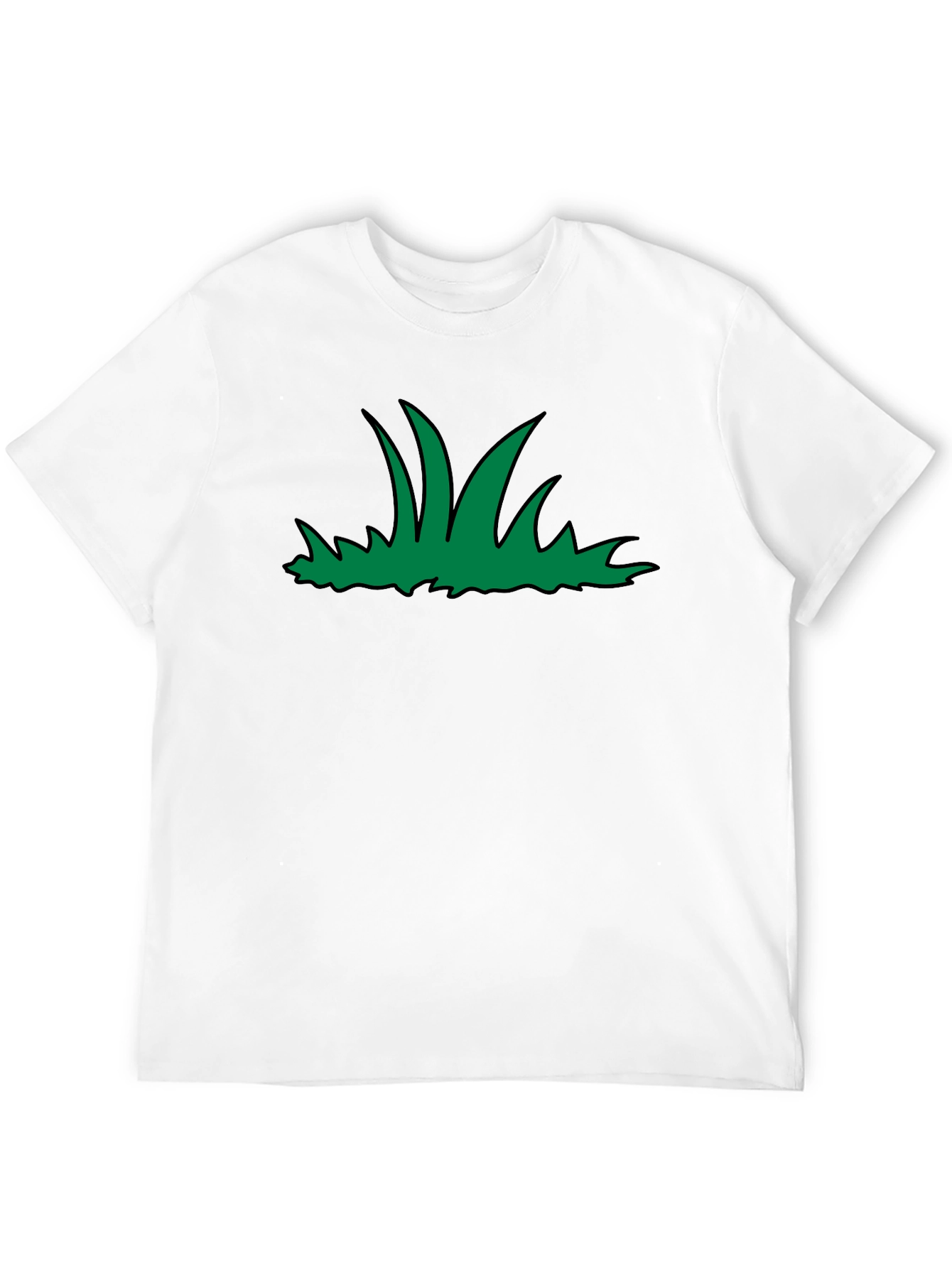 Green Grass Graphic Print Black T-Shirt