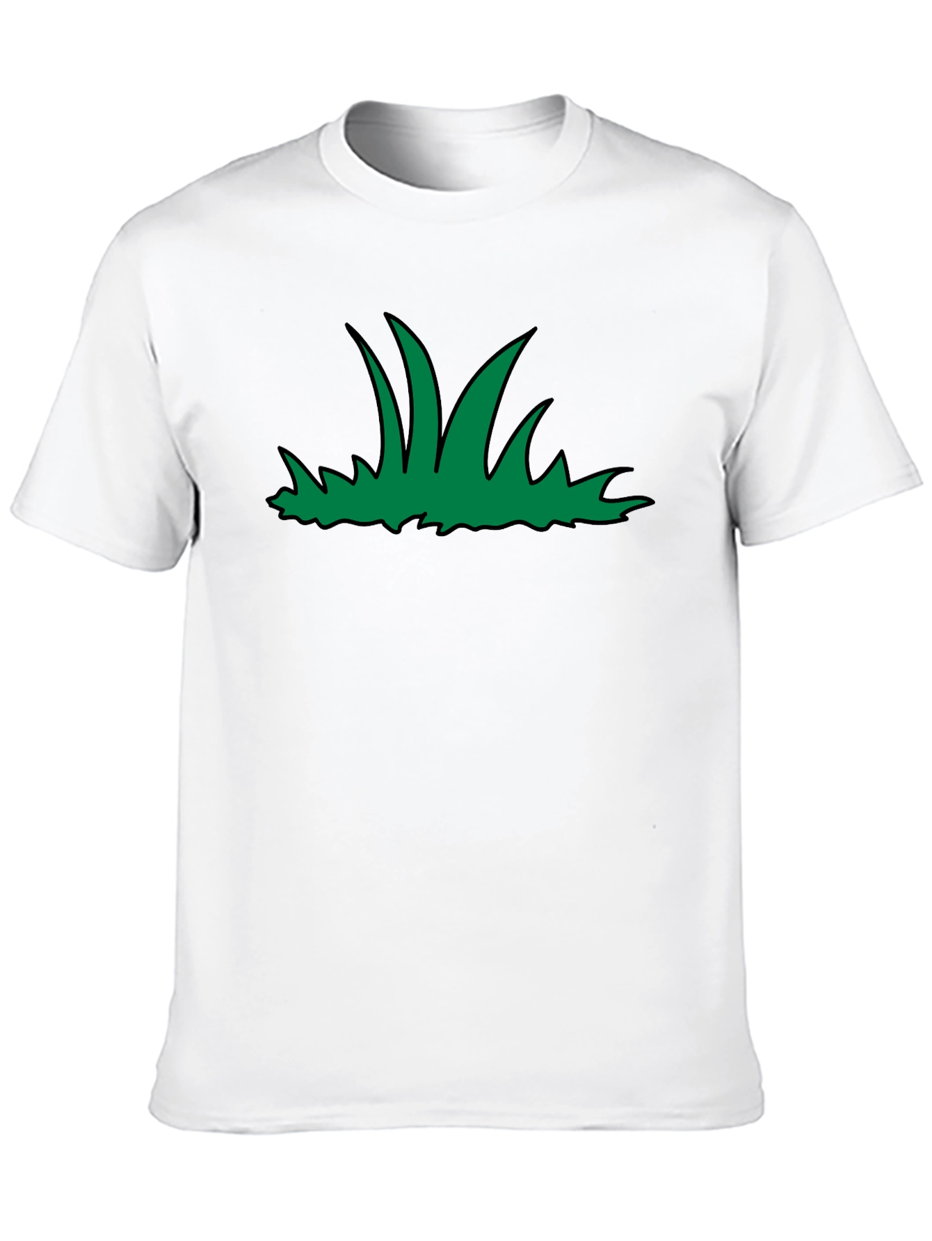 Green Grass Graphic Print Black T-Shirt