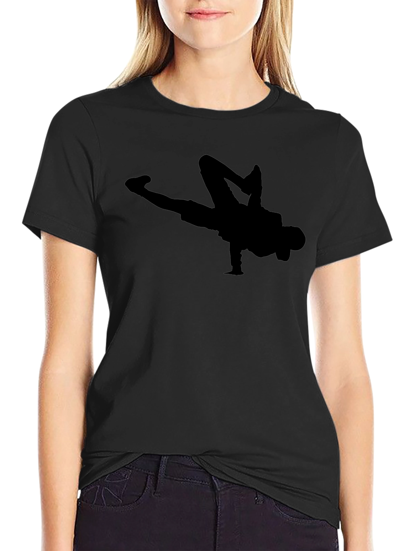 Black Breakdancer Silhouette Graphic Tee