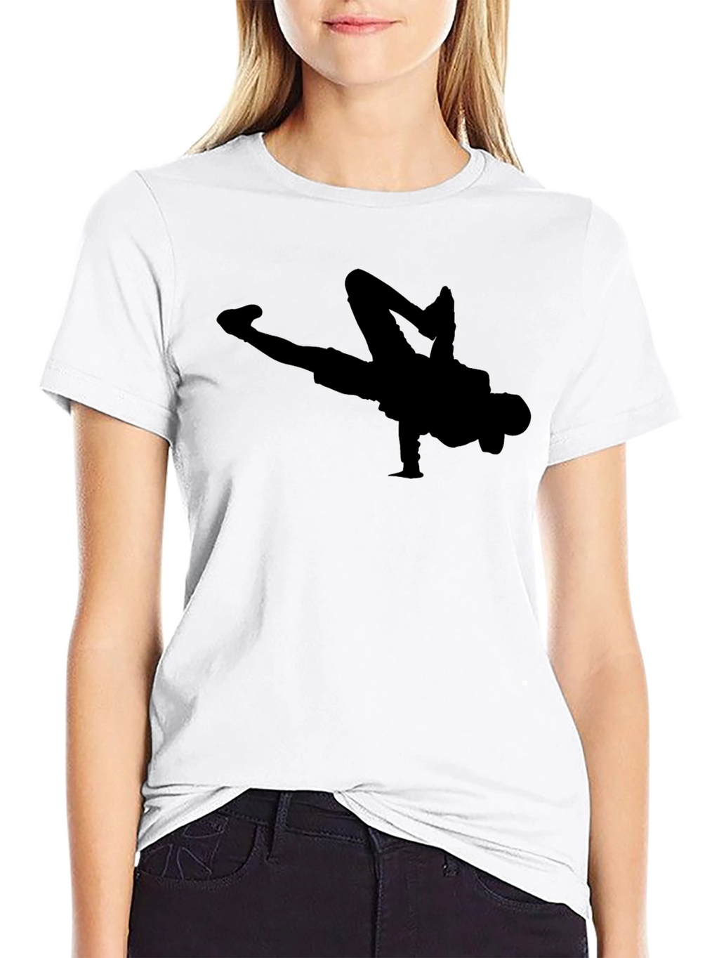 Black Breakdancer Silhouette Graphic Tee