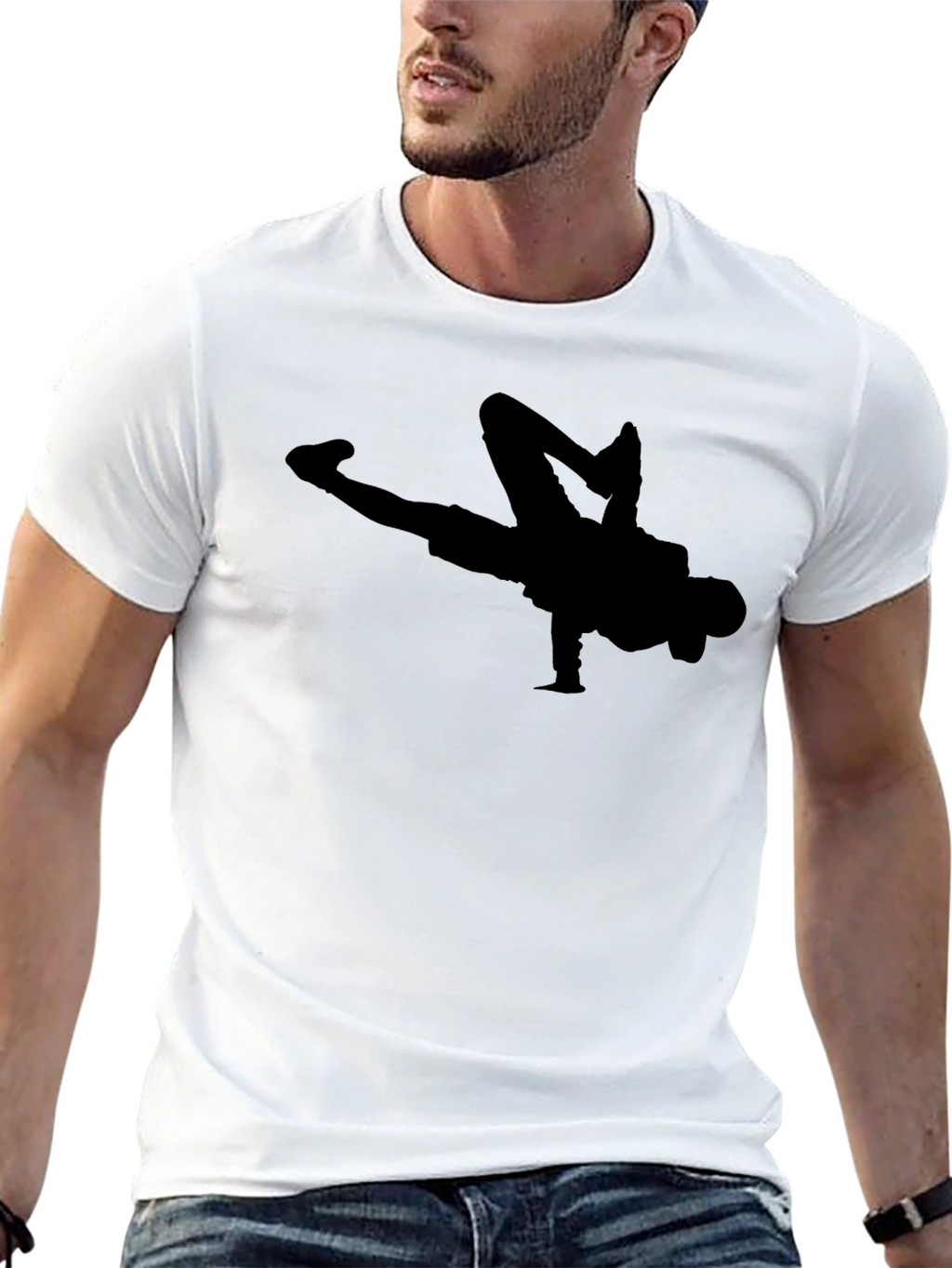 Black Breakdancer Silhouette Graphic Tee