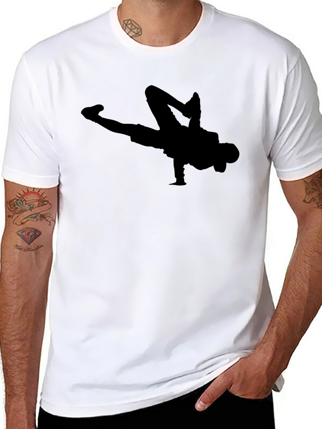 Black Breakdancer Silhouette Graphic Tee
