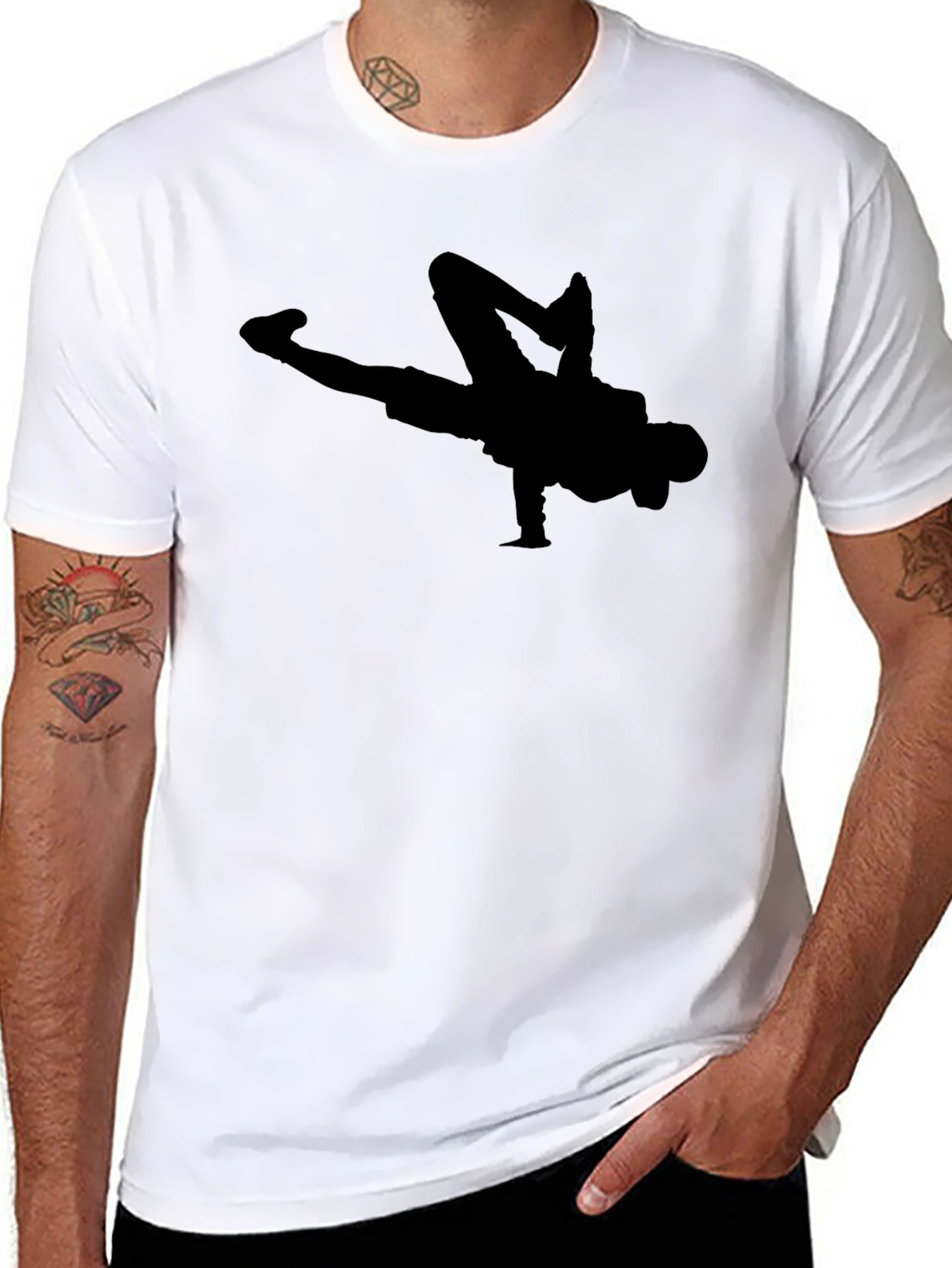 Black Breakdancer Silhouette Graphic Tee