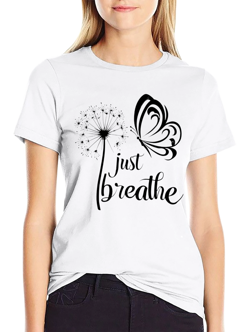 Just Breathe Butterfly Graphic Tee - Relaxed Fit