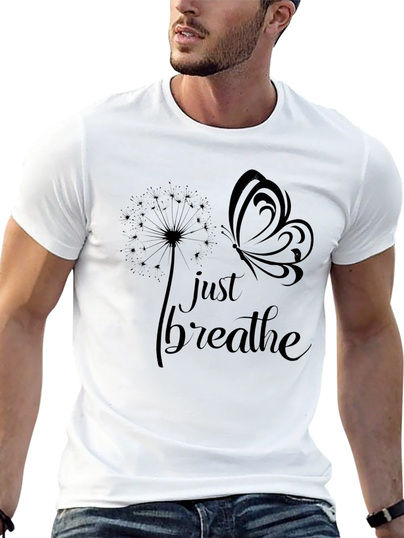 Just Breathe Butterfly Graphic Tee - Relaxed Fit