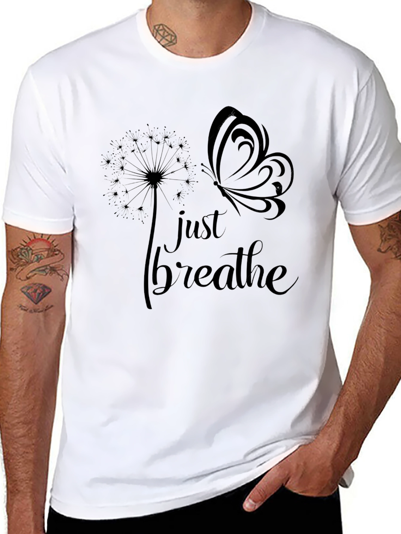 Just Breathe Butterfly Graphic Tee - Relaxed Fit