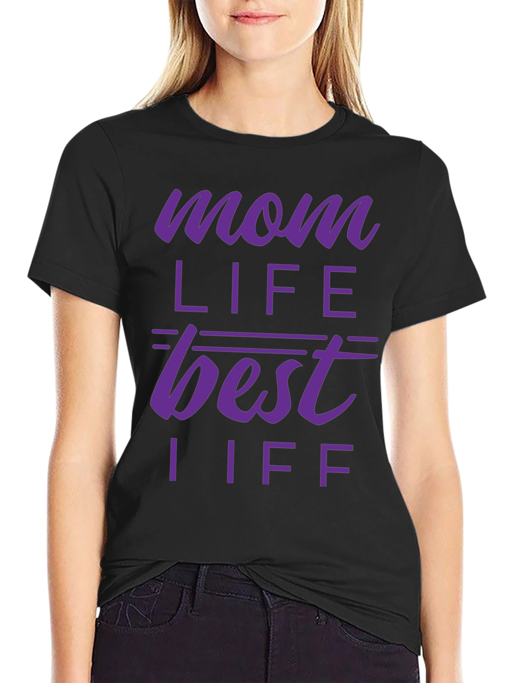Mom Life Best Life T-Shirt - Purple Print