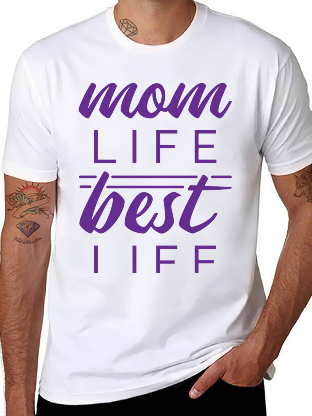 Mom Life Best Life T-Shirt - Purple Print