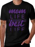Mom Life Best Life T-Shirt - Purple Print
