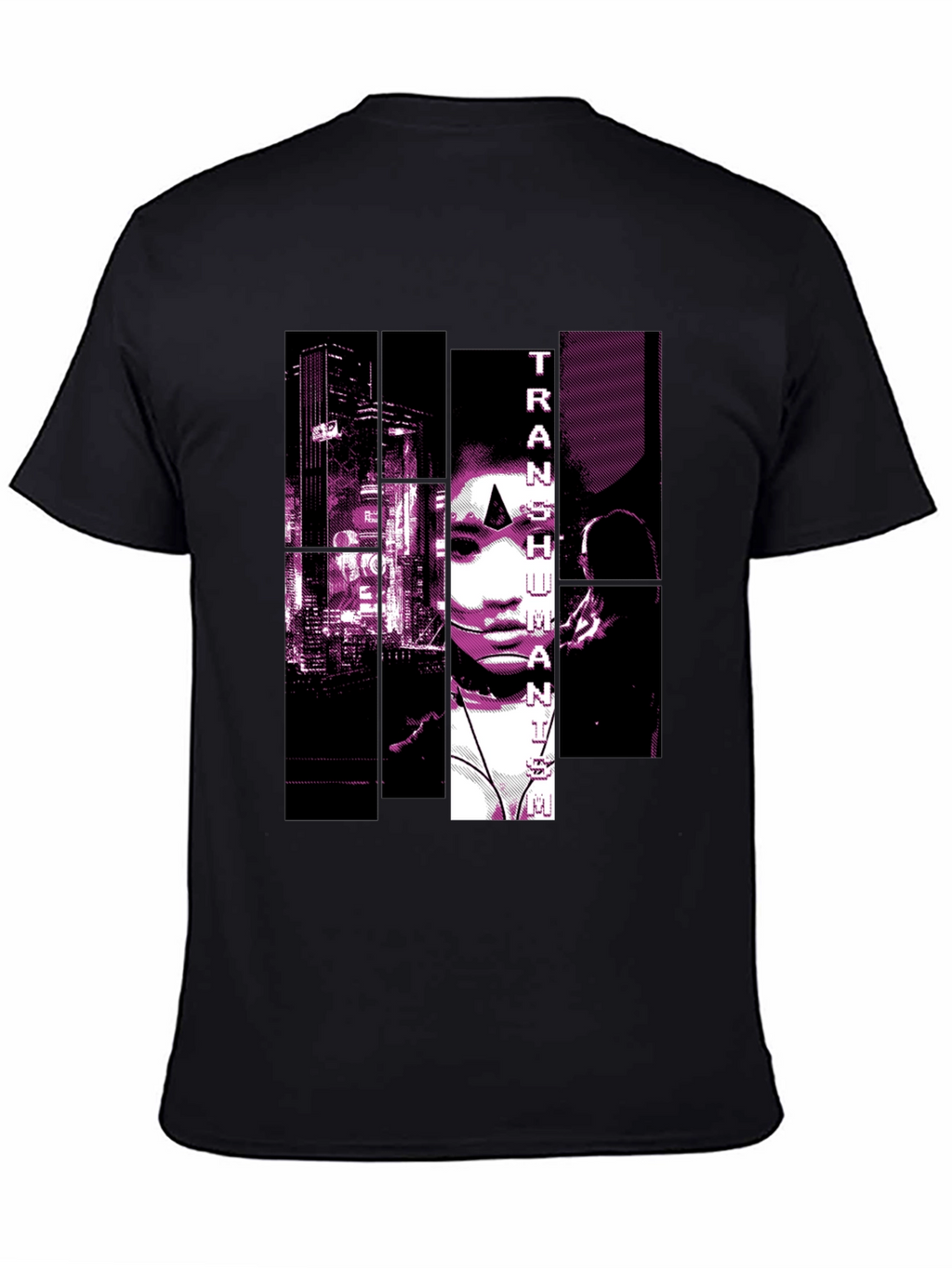 Transhumanist Graphic Print Black T-Shirt