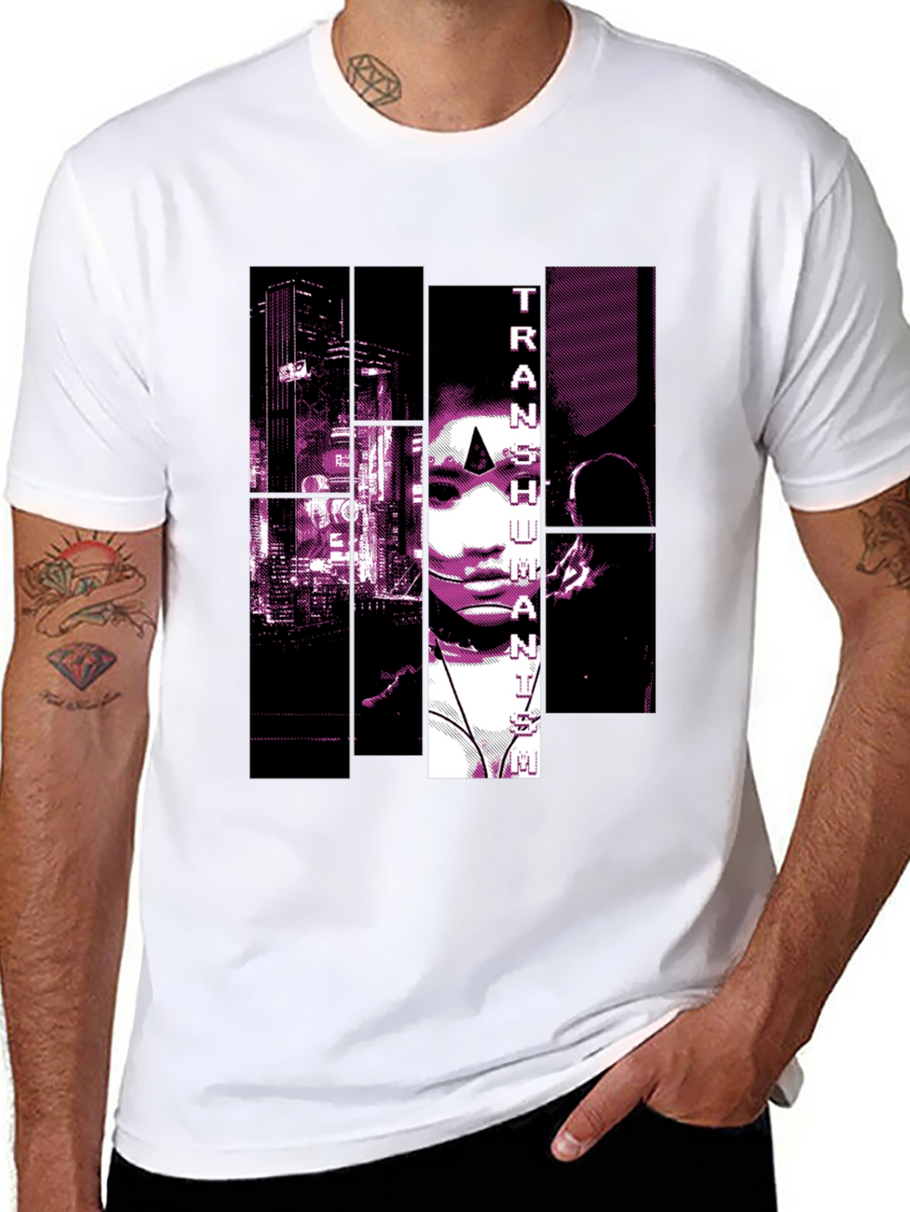 Transhumanist Graphic Print Black T-Shirt