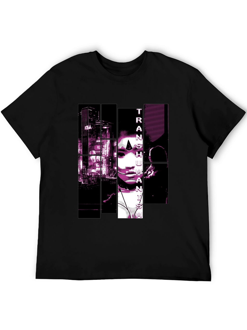 Transhumanist Graphic Print Black T-Shirt